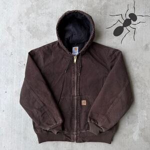 Carhartt J130 DKB brown hooded work wear jacket